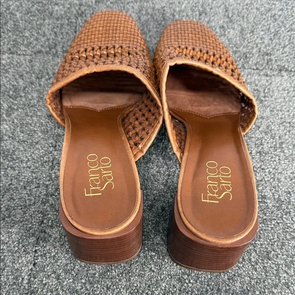 Franco Sarto Shoes Wm 8 M Nalla Woven Basketweave Block Heel Mules 90 Y2K - Picture 5 of 12